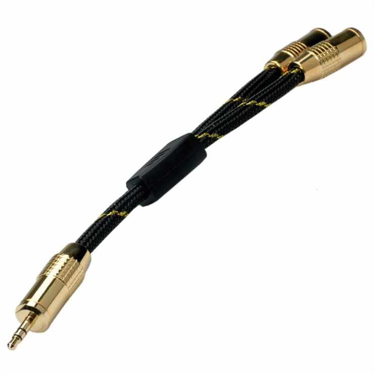 Cablu spliter GOLD Jack stereo 3.5mm la 2 x jack stereo T-M 0.15m, Roline 11.09.4213