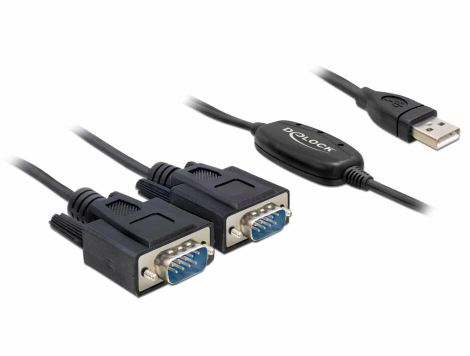 Cablu USB la 2 x Serial RS232 FTDI 1.4m, Delock 61886