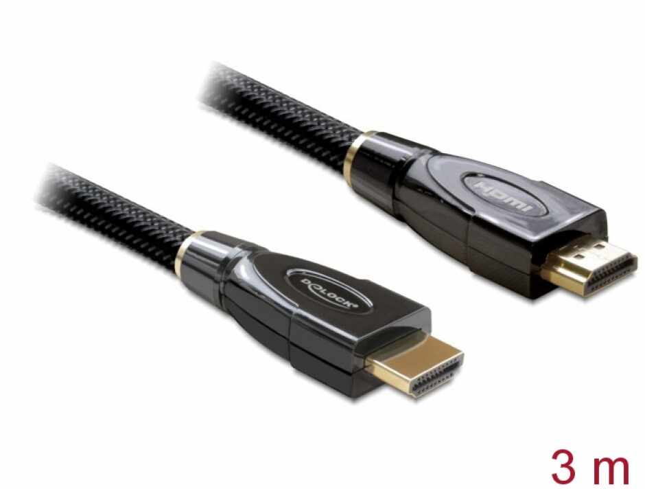 Cablu HDMI Premium 4K 19T-19T 3m, Delock 82738