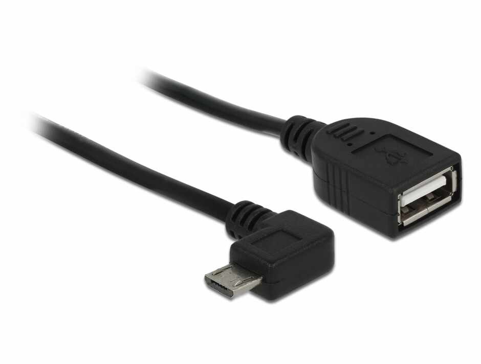 Cablu micro USB B la USB 2.0 A T-M OTG 50 cm unghi, Delock 83271