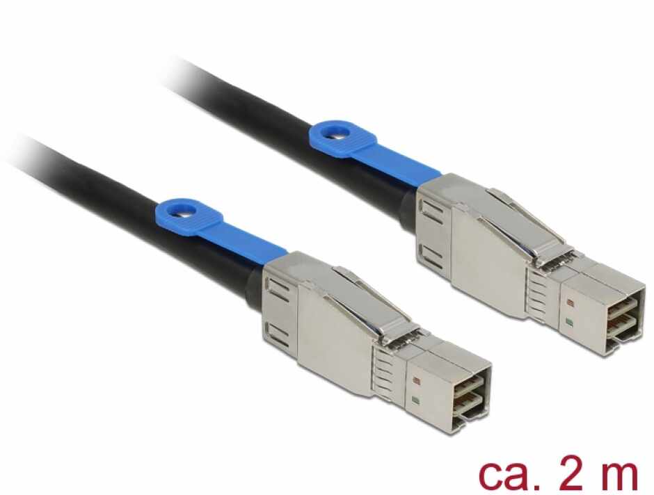 Cablu Mini SAS HD SFF-8644 la Mini SAS HD SFF-8644 2m, Delock 83395