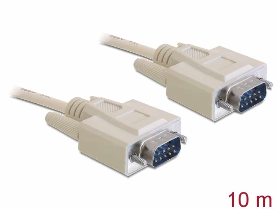 Cablu serial RS-232 DB9 T - T 10m, Delock 82983
