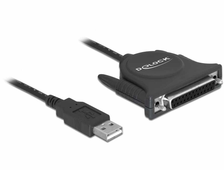 Cablu USB la paralel DB25 pini 1.6m, Delock 61509