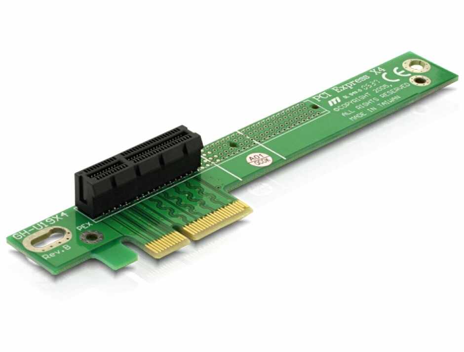 Riser card PCI Express x4 unghi 90 grade insertie stanga, Delock 89103