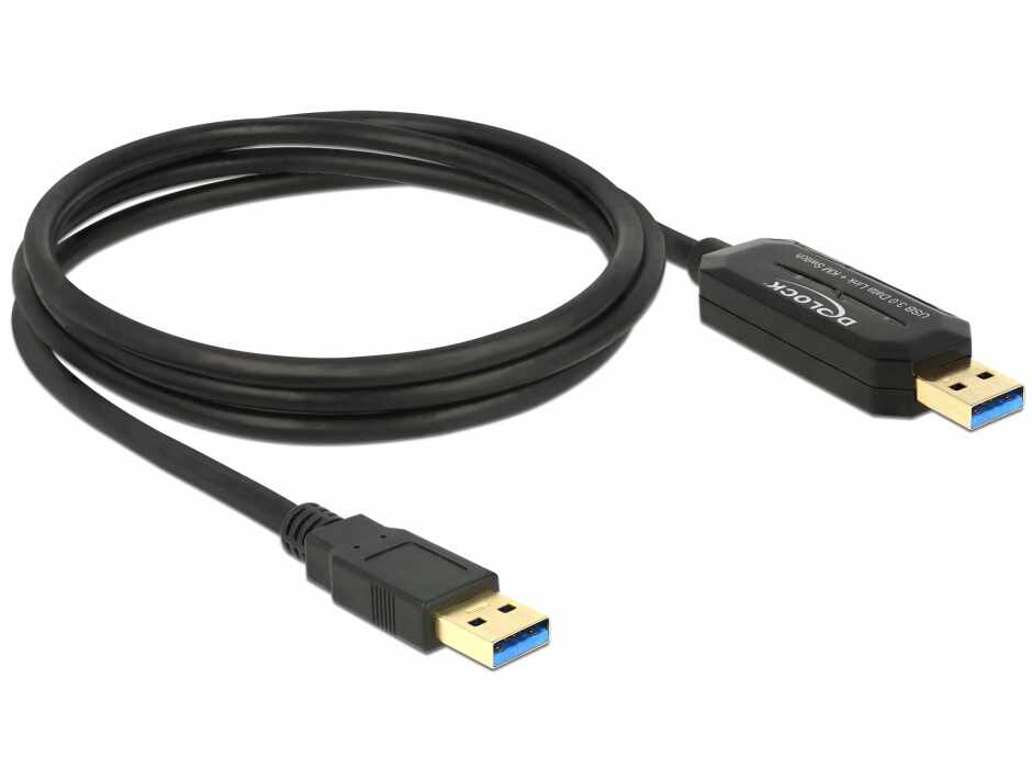 Cablu Data Link + KM Switch USB 3.0-A 1.5m T-T, Delock 83647