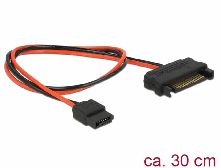 Cablu de alimentare SATA 15 pini la Slim SATA 6 pini 30cm, Delock 84875