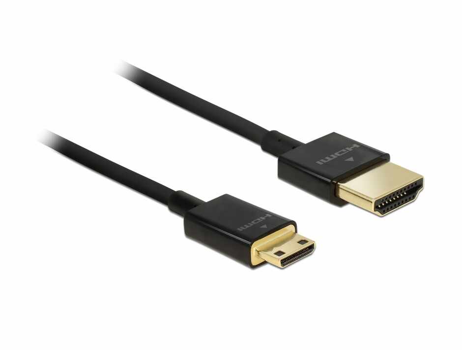Cablu HDMI la mini HDMI-C T-T 3D 4K 1.5m Slim Premium, Delock 84777