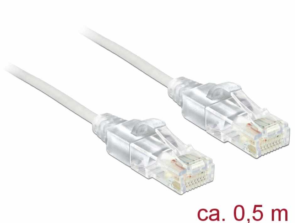 Cablu RJ45 Cat.6 UTP Slim 0.5m, Delock 83780
