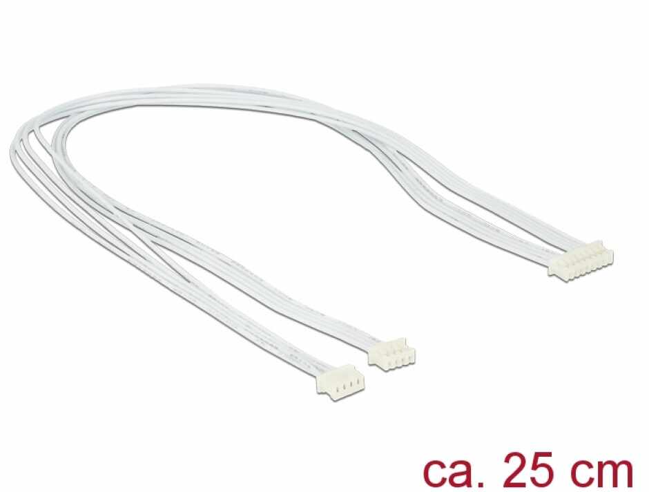 Cablu USB 2.0 pin header 1.25 mm 8 pini la 2 x USB 2.0 pin header 1.25mm 4 pini M-M 25cm, Delock 84841