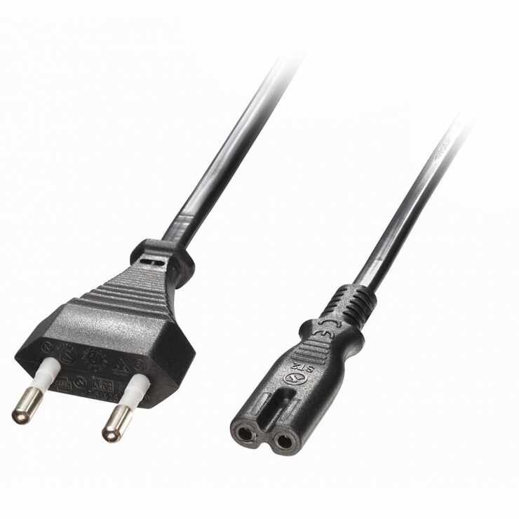 Cablu de alimentare 2 pini (casetofon) IEC C7 la Euro 2m, Lindy L30466