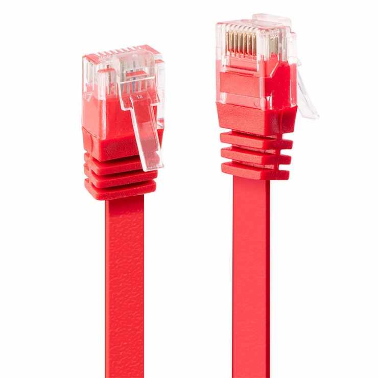 Cablu de retea cat 6 UTP Flat rosu 10m, Lindy L47515