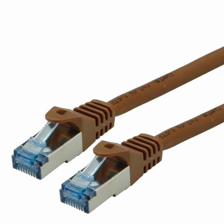 Cablu de retea S/FTP Cat.6A, Component Level, LSOH maro 5m, Roline 21.15.2885