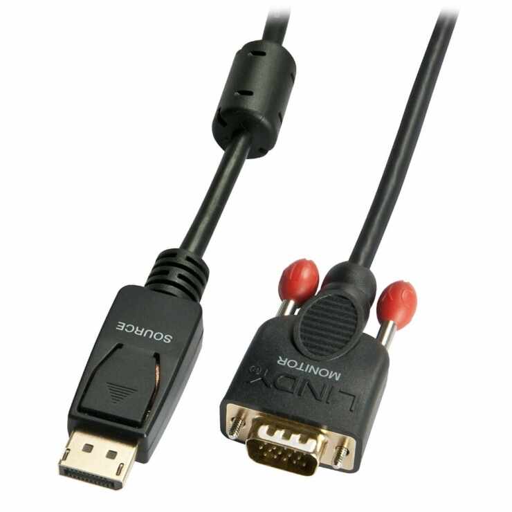 Cablu Displayport la VGA T-T Negru 2m, Lindy L41942