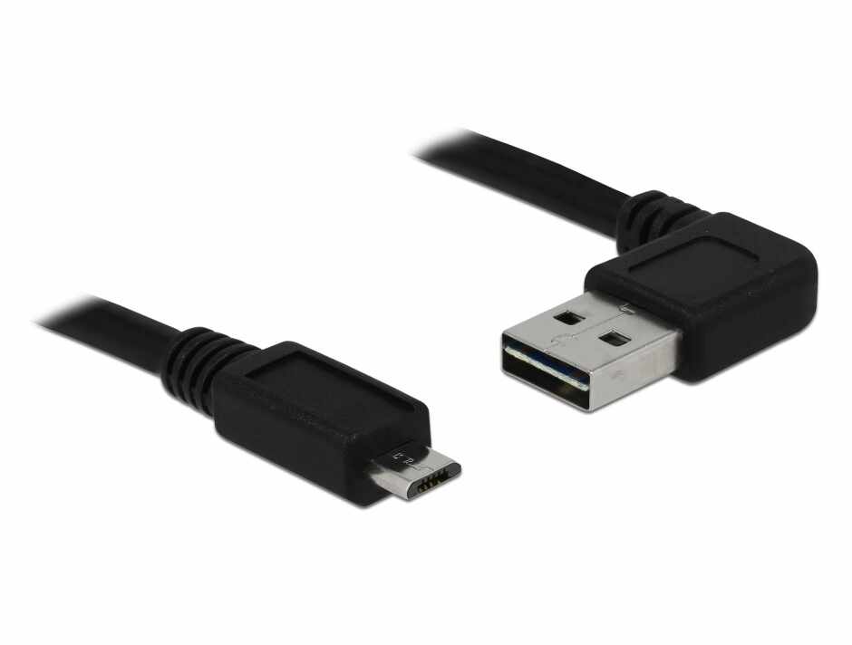 Cablu EASY-USB 2.0-A unghi stanga/dreapta la micro-B T-T unghi 5m, Delock 83385