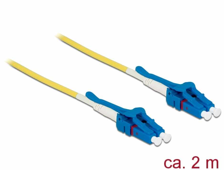 Cablu fibra optica LC - LC Singlemode OS2 Uniboot 2m, Delock 85084