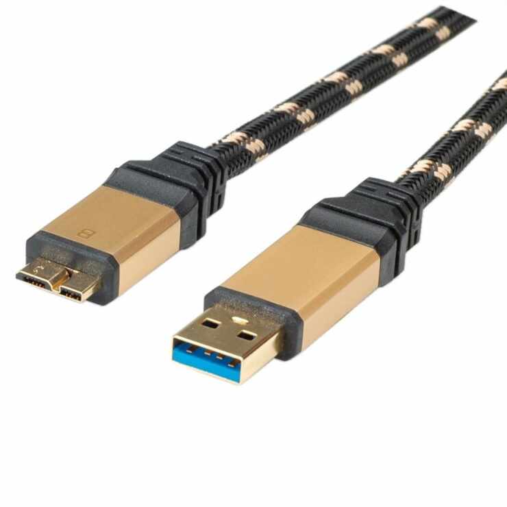 Cablu GOLD USB 3.0 la micro USB T-T 2m, Roline 11.02.8879