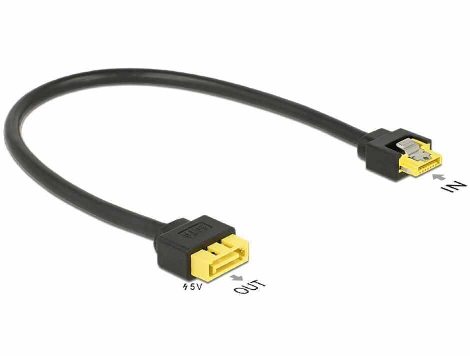 Cablu SATA 6 Gb/s 7 pini la conector de alimentare SATA 8 pini 0.3m, Delock 84946