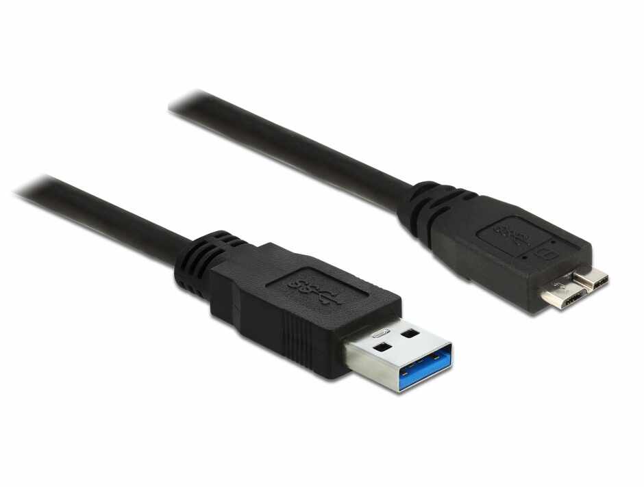 Cablu USB 3.0 la micro USB-B 5m Negru, Delock 85076