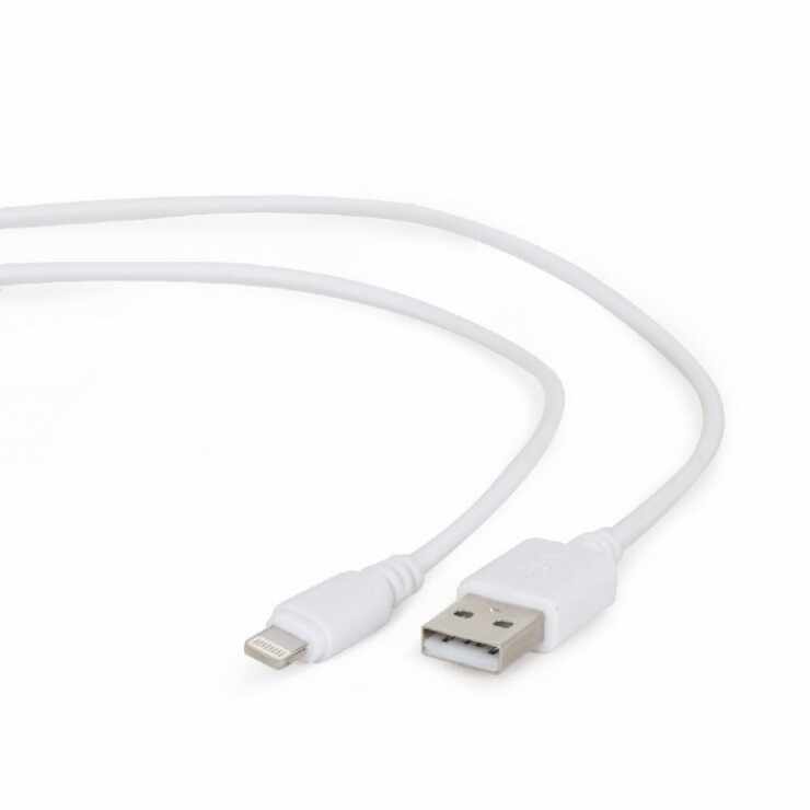 Cablu USB la iPhone Lightning 2m Alb, Gembird CC-USB2-AMLM-2M-W