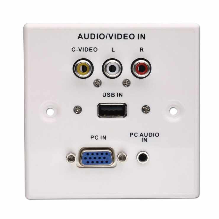 Priza perete frontala audio - video (VGA, USB, Jack stereo, RCA), Lindy L60222