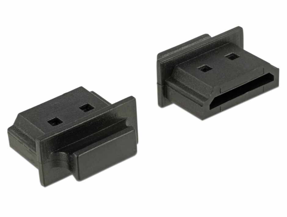 Protectie impotriva prafului pentru conector HDMI-A mama cu prindere Negru set 10 buc, Delock 64029