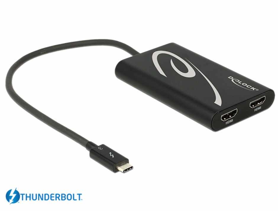 Adaptor Thunderbolt 3 la 2 x HDMI 4K 30 Hz, Delock 62707