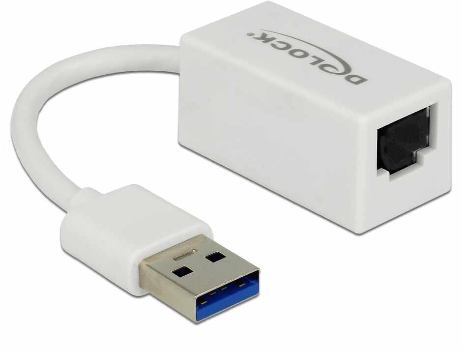 Adaptor USB 3.1-A Gen 1 la Gigabit LAN compact alb, Delock 65905