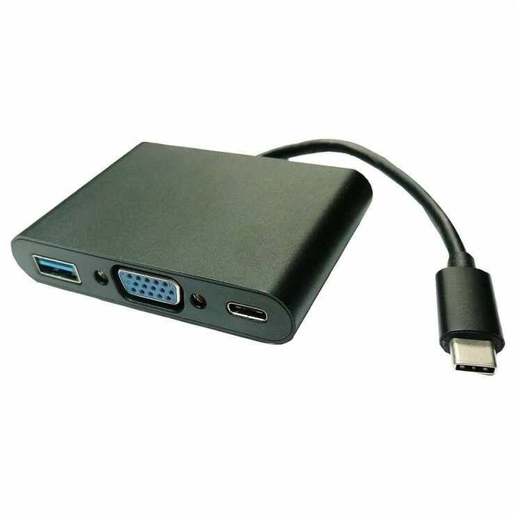 Adaptor USB-C la VGA + 1 x USB-A 3.0 + 1 x USB-C PD (Power Delivery) T-M 0.1m, Value 12.99.3201