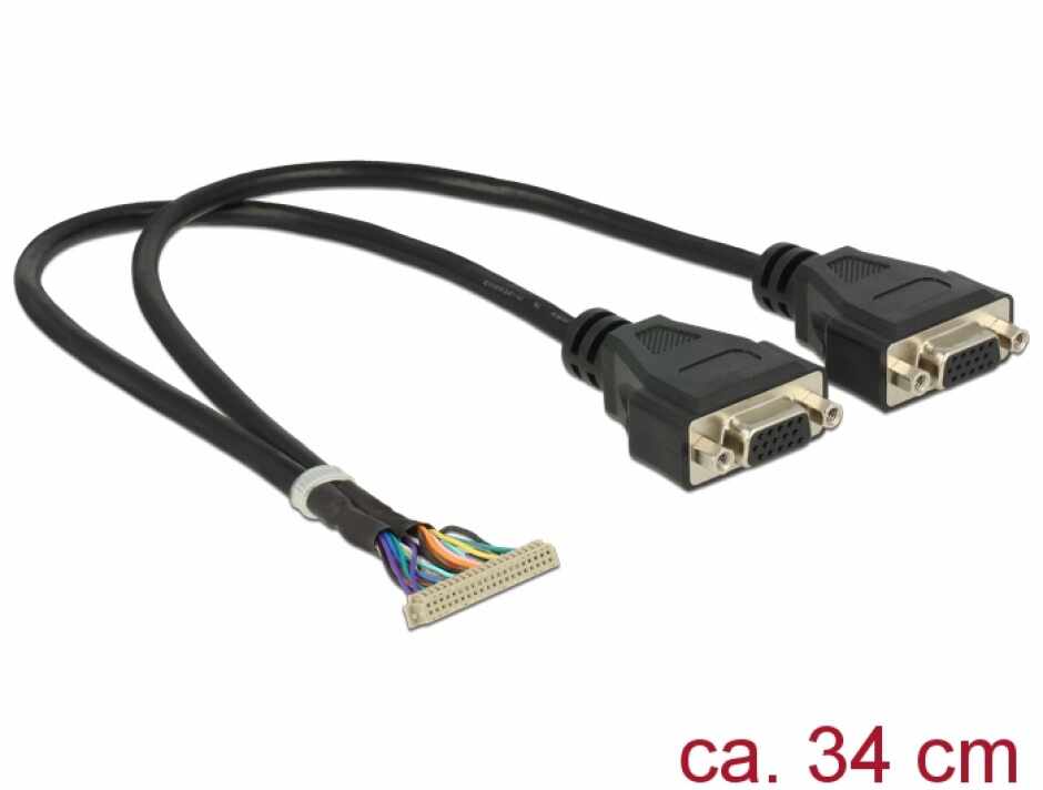 Cablu de conectare 40 pini 1.25 mm la 2 x VGA pentru 95255/95256, Delock 84710