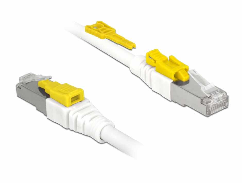 Cablu de retea RJ45 cat 6A cu sistem de blocare 0.5m, Delock 85330