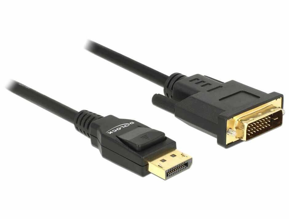 Cablu Displayport 1.2 la DVI 24+1 pini T-T pasiv 3m negru, Delock 85314