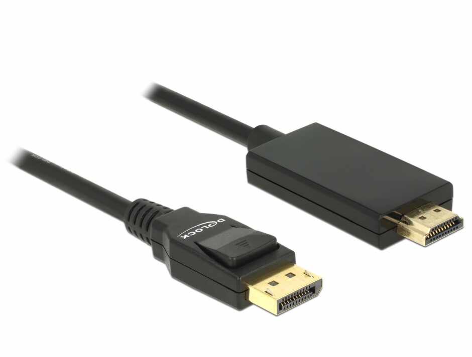 Cablu Displayport 1.2 la HDMI pasiv 4K 1m Negru T-T, Delock 85316