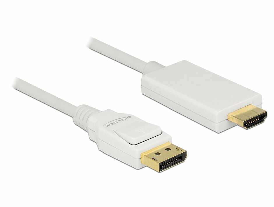 Cablu Displayport 1.2 la HDMI T-T pasiv 4K alb 1m, Delock 83817