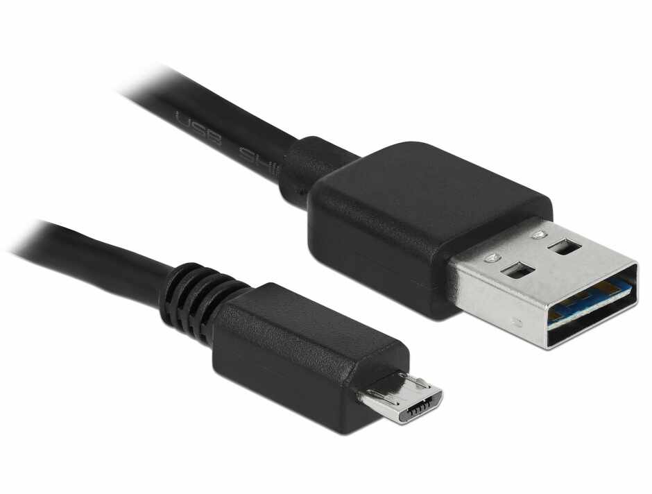 Cablu EASY-USB 2.0-A la micro-B T-T 5m Negru, Delock 83369