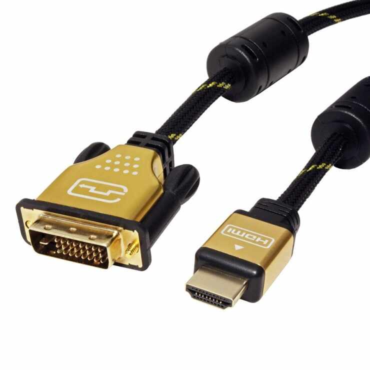 Cablu HDMI la DVI-D 24+1 pini T-T GOLD 1.5m, Roline 11.04.5896