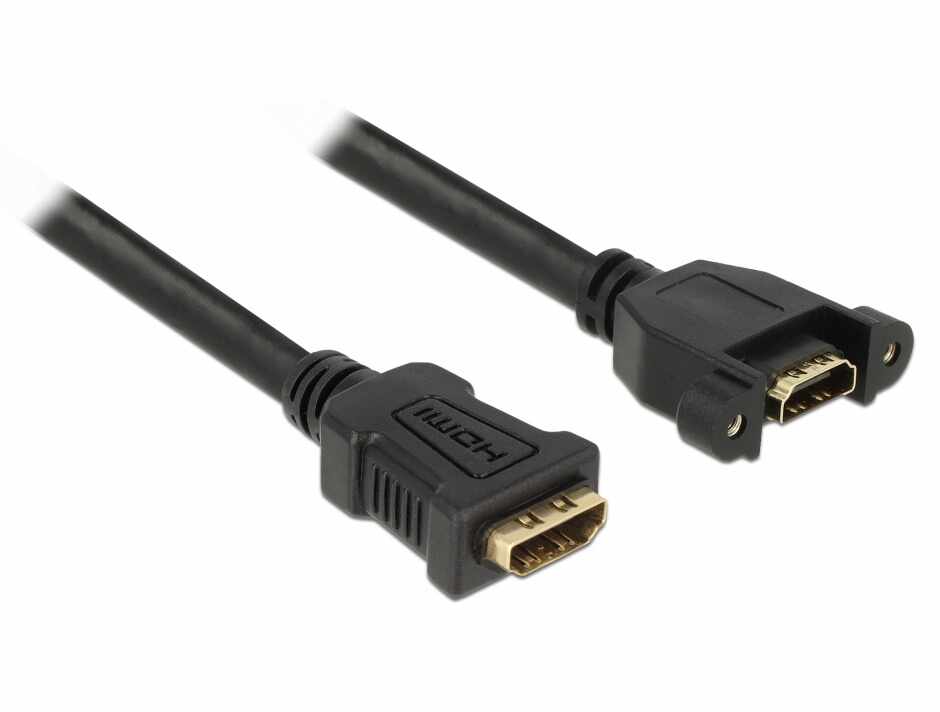 Cablu HDMI tip A M-M panel-mount 4K 30 Hz 0.5m, Delock 85465