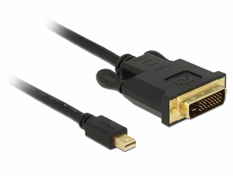 Cablu mini Displayport 1.1 la DVI 24+1 pini T-T 3m Negru, Delock 83990