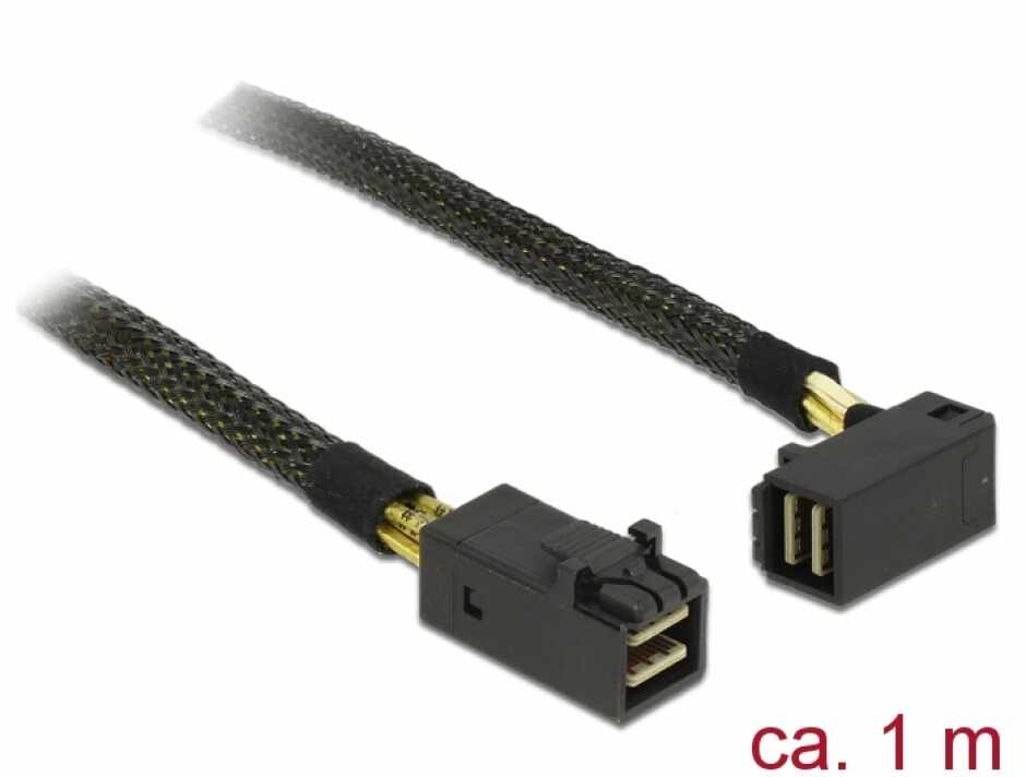 Cablu Mini SAS HD SFF-8643 la Mini SAS HD SFF-8643 unghi 90 grade 1m, Delock 83643