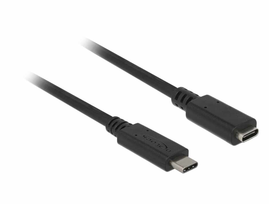 Cablu prelungitor USB 3.1 Gen 1 tip C T-M 3A 2m Negru, Delock 85542