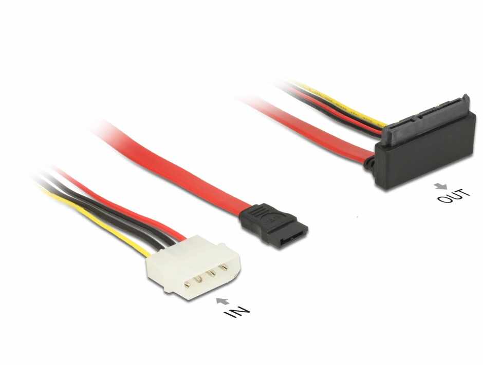 Cablu SATA 6 Gb/s 7 pini + alimentare Molex la SATA 22 pini 30cm, Delock 85514