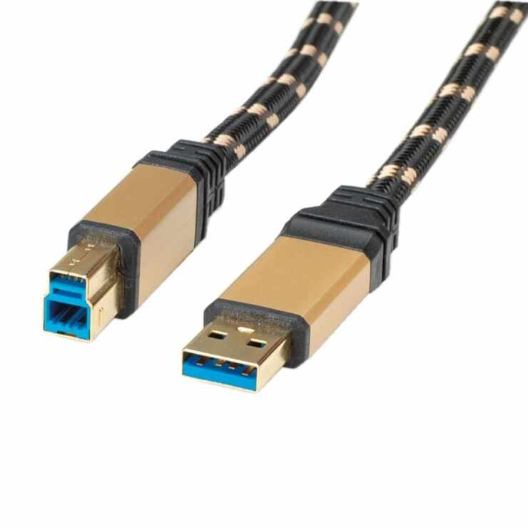 Cablu USB 3.0 tip A la tip B GOLD T-T 3m, Roline 11.02.8903