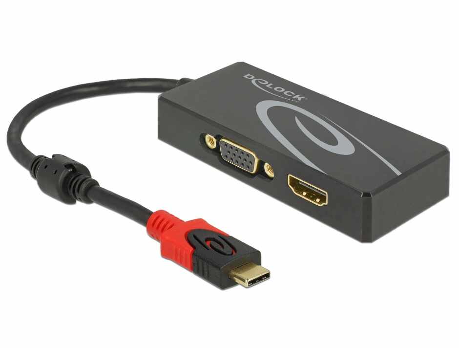 Adaptor USB tip C (DP Alt Mode) la 1 x HDMI + 1 x VGA, Delock 87730