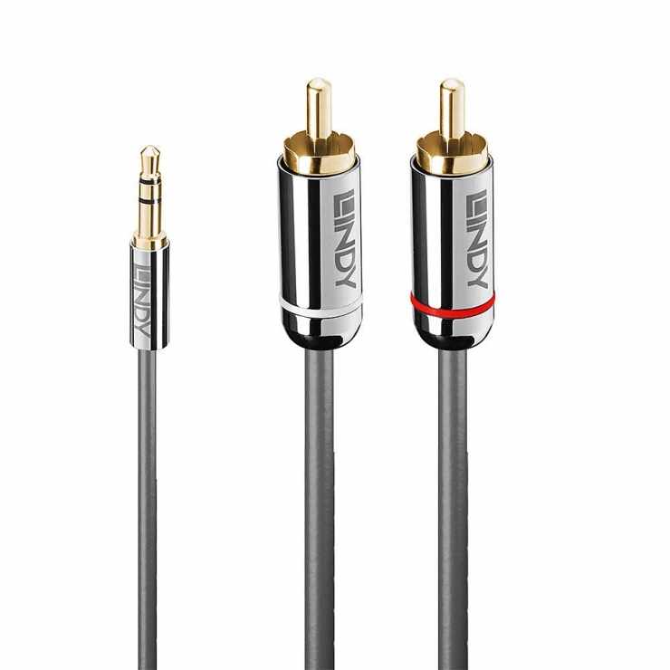 Cablu audio jack 3.5mm la 2 x RCA 5m T-T Antracit Cromo Line, Lindy L35336