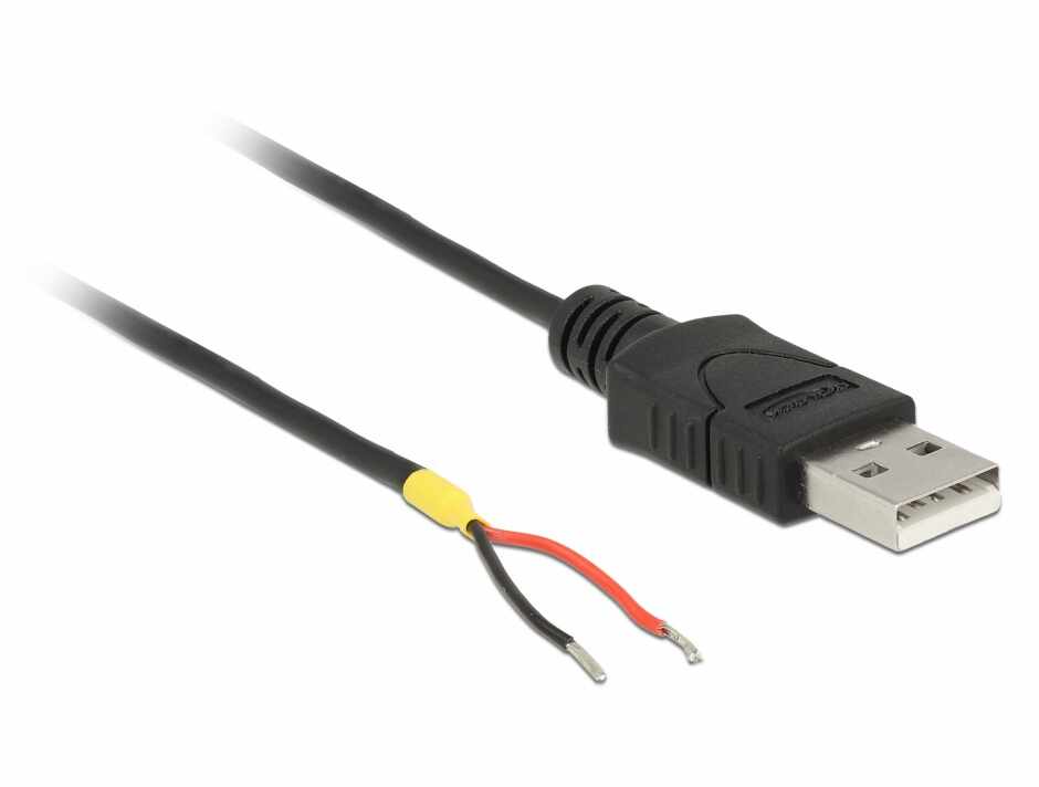 Cablu USB 2.0-A la 2 x fire deschise Raspberry Pi 10cm, Delock 85250