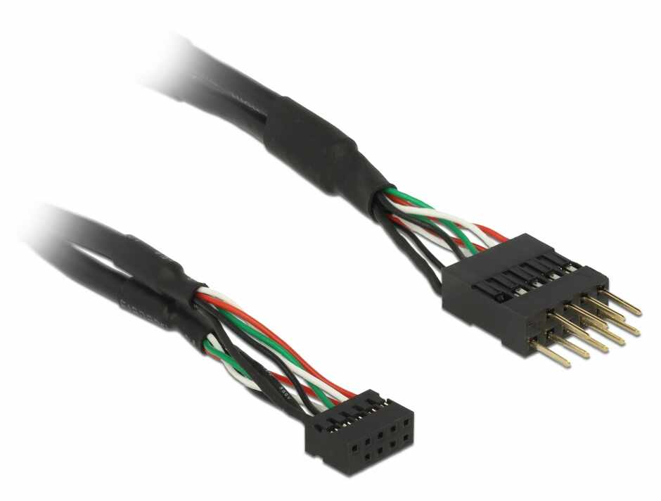 Cablu USB 2.0 pin header 2.00 mm 10 pini la USB 2.0 pin header 2.54 mm 10 pini M-T 12cm, Delock 41977
