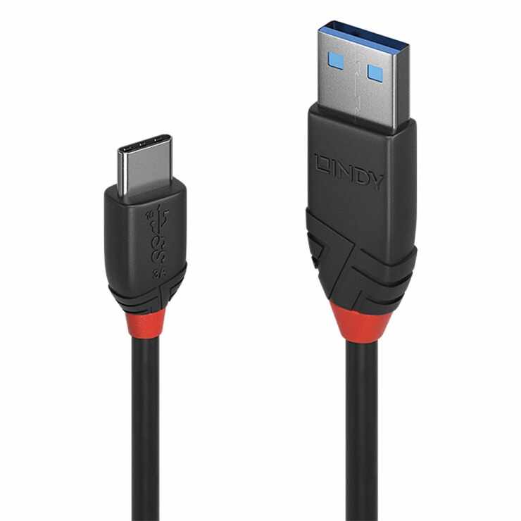 Cablu USB 3.1 tip A la tip C Black Line 3A 1m Negru, Lindy L36916