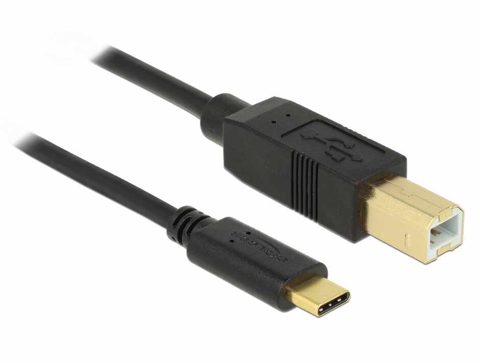 Cablu USB tip C 2.0 la USB tip B T-T 4m Negru, Delock 83667