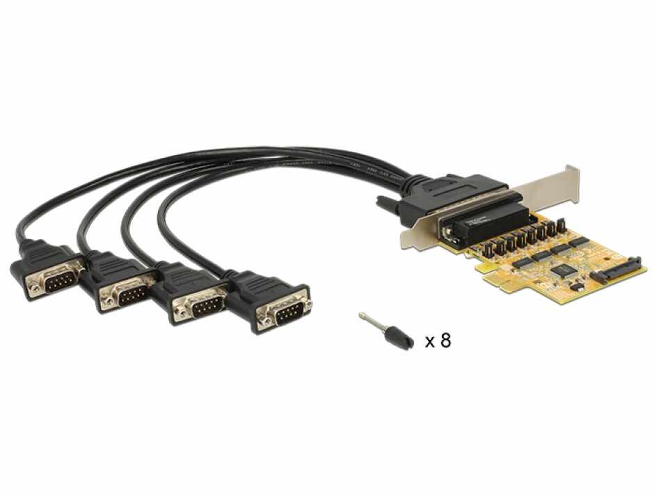 PCI Express cu 4 x Serial RS232 cu voltage supply, Delock 89447