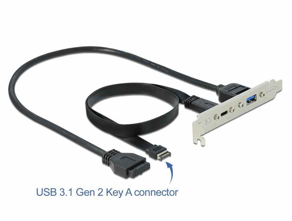 Bracket cu 1 x USB-C 20V/3A si 1 x USB-A 5V/0.9A, Delock 89934