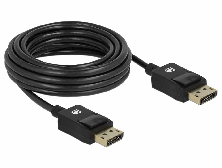 Cablu Displayport coaxial 8K60Hz T-T 6m Negru, Delock 85305